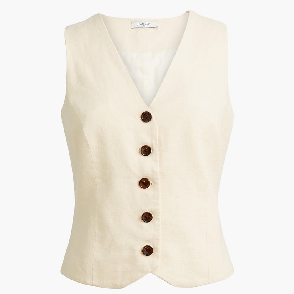 Button-Front-Linen Blend Vest